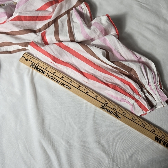 Velvet By Graham & Spencer Striped V-Neck Blouse - Pink, Brown, White, NWT - Picture 6 of 12